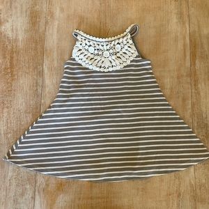 Rare Editions gray and white striped dress
